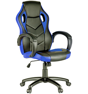 Кресло игровое Helmi HL-S07 "Boost", экокожа/ткань черная/синяя