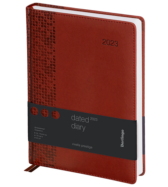 Ежедневник датированный 2023г., А4-(B5), 184л., кожзам, Berlingo "Vivella Prestige", коричневый