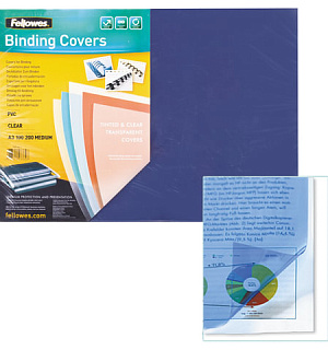 Обложки пластиковые для переплета БОЛЬШОЙ ФОРМАТ А3, КОМПЛЕКТ 100 шт., 200 мкм, прозрачные, FELLOWES, FS-53764