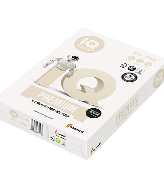 Бумага IQ "Premium" А4, 160г/м2, 250л., 172%