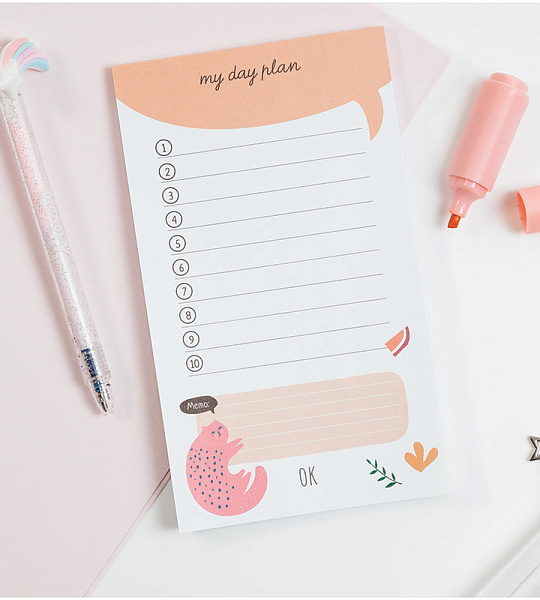 Блок для записей (To Do list) MESHU 10,0*17,0см, 50л., "Meow", на склейке