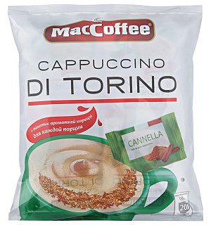 Кофе растворимый MacCoffee "Cappuccino di Torino с корицей", КОМПЛЕКТ 20 пакетиков по 25 г, 102156