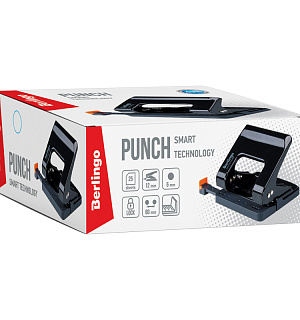 Дырокол энергосберегающий Berlingo "Smart Technology" 25л., металлический, фиксатор, линейка, черный