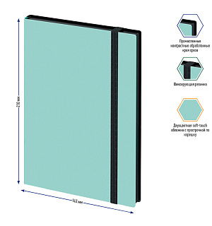 Записная книжка А5 80л., кожзам, Berlingo "Instinct", черный срез, черный/мятный, с резинкой