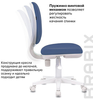Кресло BRABIX "Fancy MG-201W", без подлокотников, пластик белый, синее, 532413, MG-201W_532413