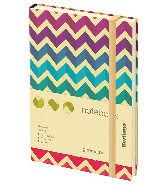 Записная книжка А6 80л., кожзам, Berlingo "Geometry", с рисунком