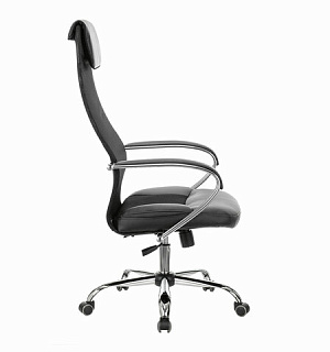 Кресло офисное BRABIX PREMIUM "Stalker EX-608 CH", хром, ткань-сетка/кожзам, черное, 532091