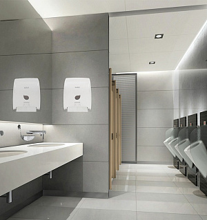 Диспенсер для полотенец в рулонах LAIMA PROFESSIONAL ECO (Система Н1), механический, белый, ABS-пластик, 606550