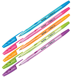 Ручка шариковая Berlingo "Tribase Neon" синяя, 0,7мм, корпус ассорти