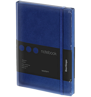 Записная книжка А6 80л., кожзам, Berlingo "Western", с резинкой, синий