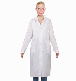 Халат медицинский женский белый, тиси, размер 44-46, рост 170-176, плотность ткани 120 г/м2, 610739
