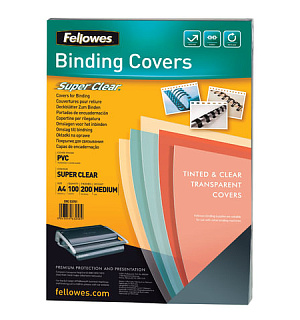 Обложки пластиковые для переплета А4, КОМПЛЕКТ 100 шт., 200 мкм, прозрачные, FELLOWES, FS-53761