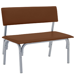 Банкетка со спинкой Астрид+ БМ 9, 1200*450*415 (800) каркас серый RAL9006М, кожзам коричневый К-007