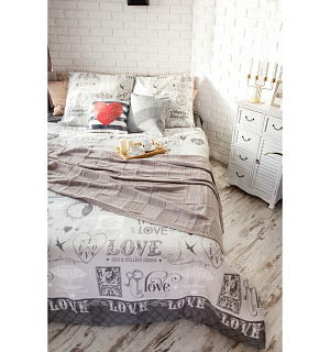 Постельное бельё "Этель" 1.5 сп Love 143*215 см, 150*214 см, 70*70 см -2 шт
