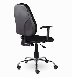 Кресло BRABIX "Comfort MG-322", хром, регулируемая эргономичная спинка, ткань, черное, 532558