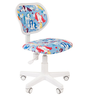 Кресло детское Chairman Kids 106, PL бел, ткань велюр, единороги, мех. постоян. под. спины, без подлок 7033117 (ПОД ЗАКАЗ)