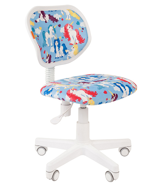 Кресло детское Chairman Kids 106, PL бел, ткань велюр, единороги, мех. постоян. под. спины, без подлок 7033117 (ПОД ЗАКАЗ)