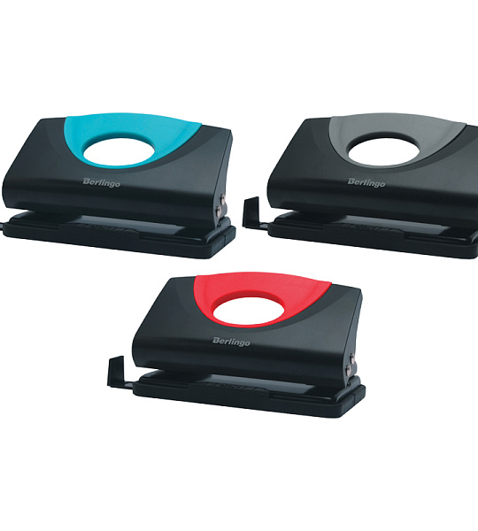 Дырокол Berlingo "Office Soft" 10л., пластиковый, ассорти, с линейкой