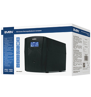 Источник бесперебойного питания SVEN Pro 1500, 1500VA (900W), 3 евророзетки, 2 розетки RJ45, SV-013875