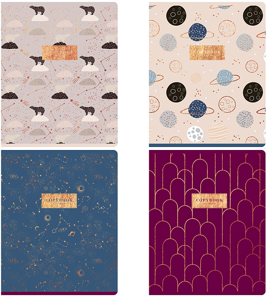 Тетрадь 48л., А5, клетка Greenwich Line "Magic stars", матовая ламинация, тиснение фольгой, 70г/м2