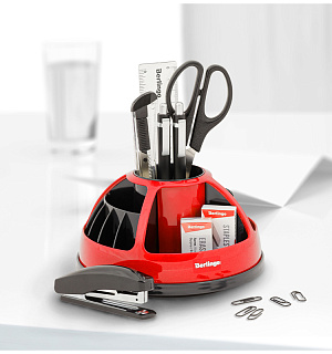 Настольный органайзер Berlingo "BR", 9 предметов, вращающийся, черный/красный