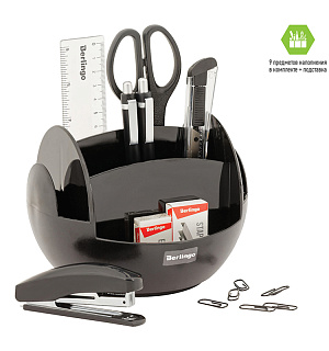 Настольный органайзер Berlingo "FR", 9 предметов, вращающийся, черный
