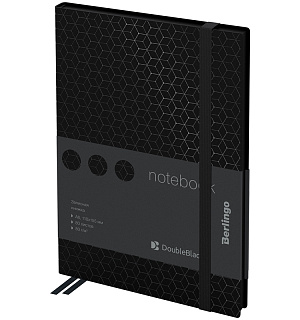 Записная книжка А6 80л., кожзам, Berlingo "DoubleBlack", черный срез, черная, с рисунком