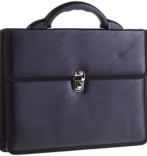 Портфель OfficeSpace "Siena", кожзам, черный, 2 отделения, метал. замок
