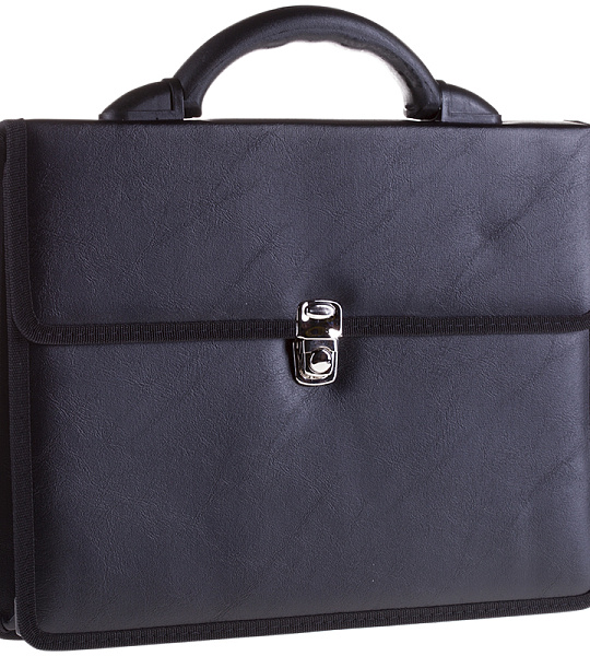 Портфель OfficeSpace "Siena", кожзам, черный, 2 отделения, метал. замок