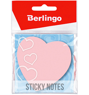 Самоклеящийся блок фигурный Berlingo "Сердце", 70*70мм, 50л, малиновый неон, европодвес