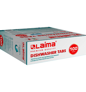 Таблетки для посудомоечных машин 100 шт. LAIMA PREMIUM QUALITY "All in 1", растворимая оболочка, ИТАЛИЯ, 607609