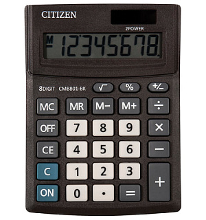 Калькулятор настольный CITIZEN BUSINESS LINE CMB801BK, МАЛЫЙ (137x102 мм), 8 разрядов, двойное питание