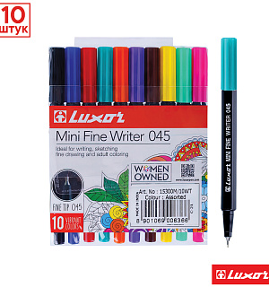 Набор капиллярных ручек Luxor "Mini Fine Writer 045" 10цв., 0,8мм, европодвес