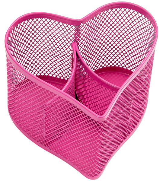 Настольная подставка Berlingo "Steel&Style", металлическая, в виде сердца, 3 секции, розовая