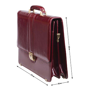 Портфель Delucci "Стефано", кожа, темный коньяк, 2 отделения, метал. замок, с ремнем