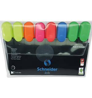 Набор текстовыделителей Schneider "Job" 8шт., 06цв., 1-5мм, прозрачный чехол