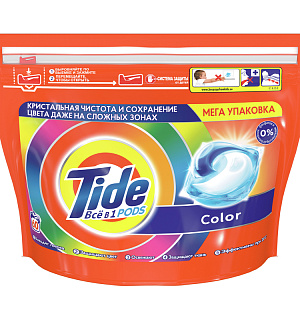 Капсулы для машинной стирки Tide "Color", 3в1 Pods, 60шт.*22,8г (ПОД ЗАКАЗ)