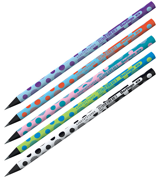 Карандаш ч/г Berlingo "Dots" HB, круглый, черное дерево, заточен