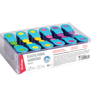 Точилка пластиковая Berlingo "Hybrid" 1 отверстие, контейнер, ассорти