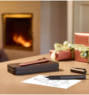 Ручка перьевая Faber-Castell "Grip 2010" синяя, М=0,75мм, трехгран., бархатный серый корпус