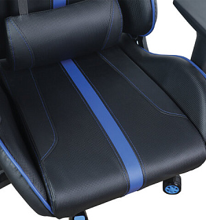 Кресло компьютерное BRABIX "GT Carbon GM-120", две подушки, экокожа, черное/синее, 531930