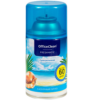 Сменный баллон для освежителя воздуха OfficeClean "Лазурный бриз", сухое распыление, 250мл