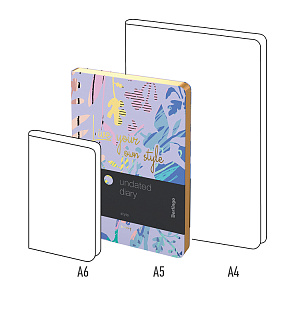 Ежедневник недатированный, А5, 136л., кожзам, Berlingo "Style", золотой срез, фиолетовый, с рисунком