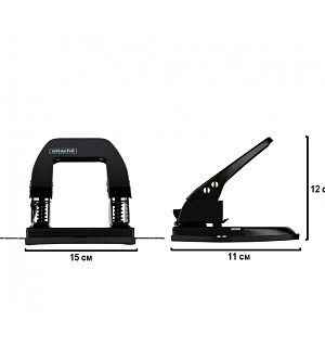 Дырокол Attache до 30 листов, с линейкой, цвет черный
