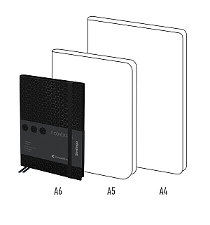 Записная книжка А6 80л., кожзам, Berlingo "DoubleBlack", черный срез, черная, с рисунком