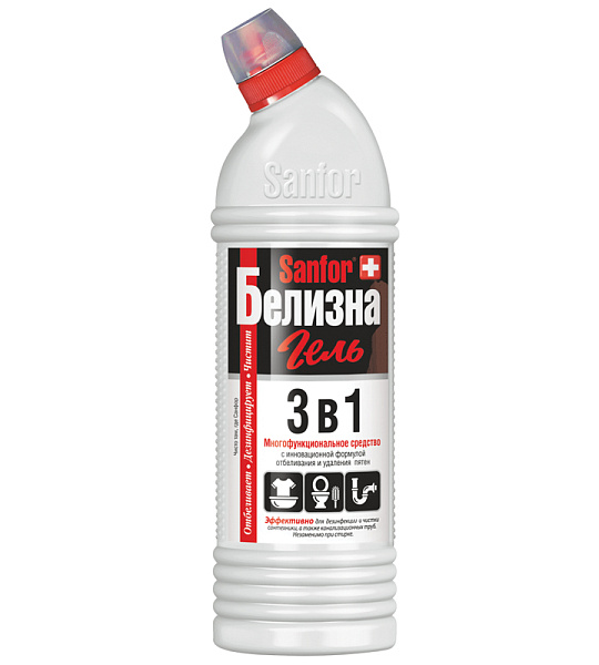 Средство чистящее отбеливающее Sanfor "Белизна-гель" 3в1 с комплексным действием, 1л