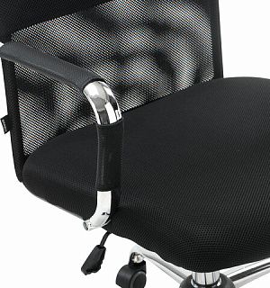 Кресло офисное BRABIX "Fit EX-514", с подголовником, хром, черное, 531949