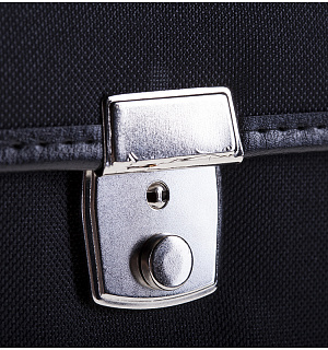 Портфель OfficeSpace "Hannover", ткань, черный, 3 отделения, метал. замок, с ремнем