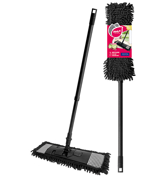 Швабра York "Pepita" с держателем 38,8*9см, телескоп. ручка 84-139см, МОП микрофибра