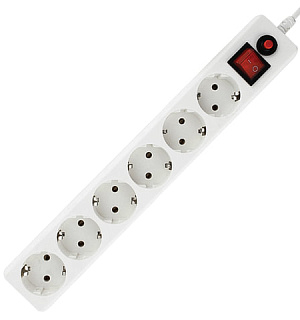 Сетевой фильтр ГАРНИЗОН EHW-10, 6 розеток, 3 м